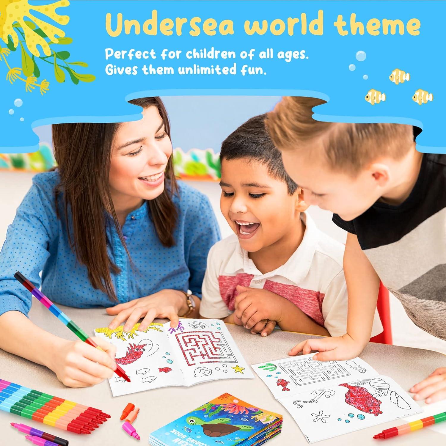 BenLouis Mini Libros para Colorear Océano 24 Crayones