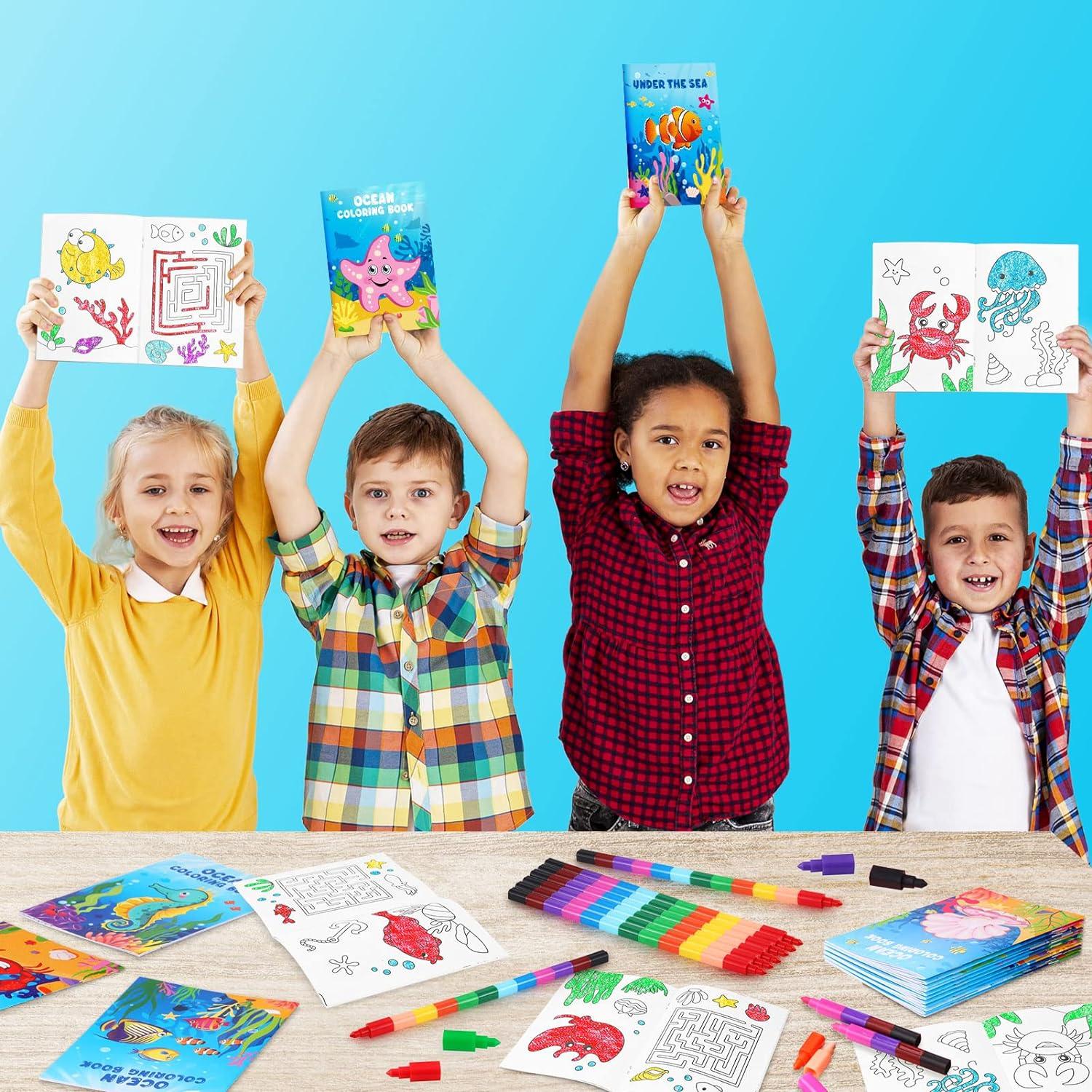 BenLouis Mini Libros para Colorear Océano 24 Crayones