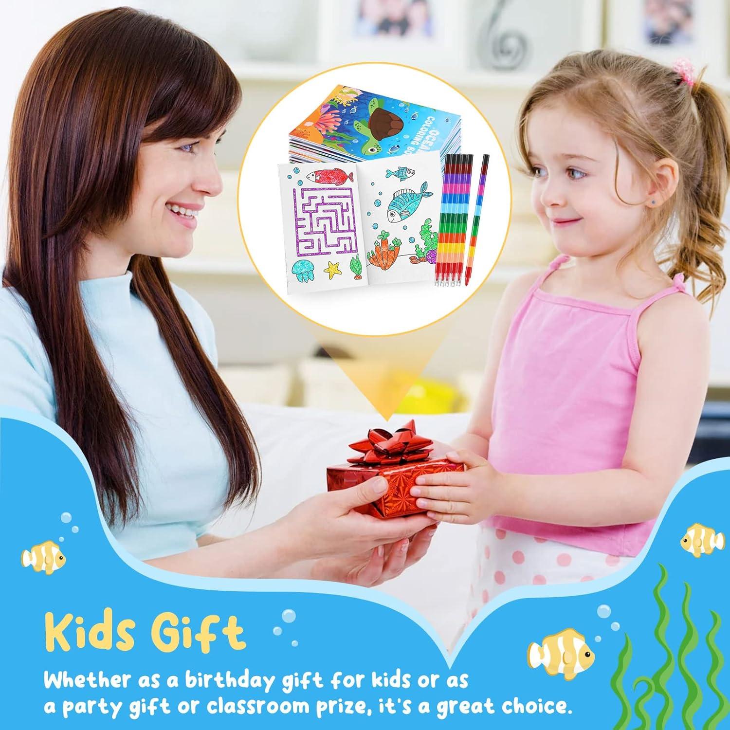 BenLouis Mini Libros para Colorear Océano 24 Crayones