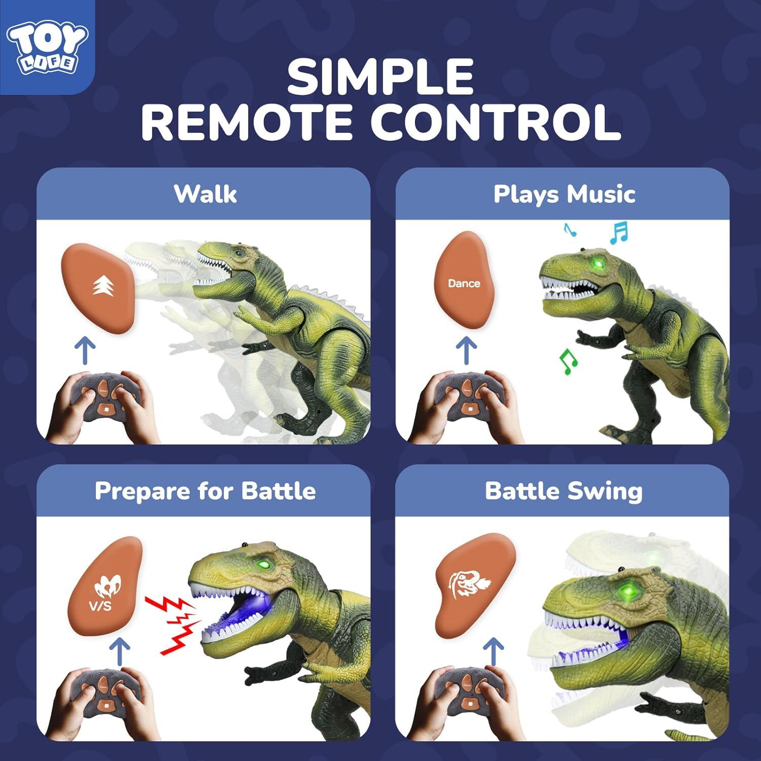 Dinosaurio Control Remoto STEAM Life Verde con Luz y Sonido