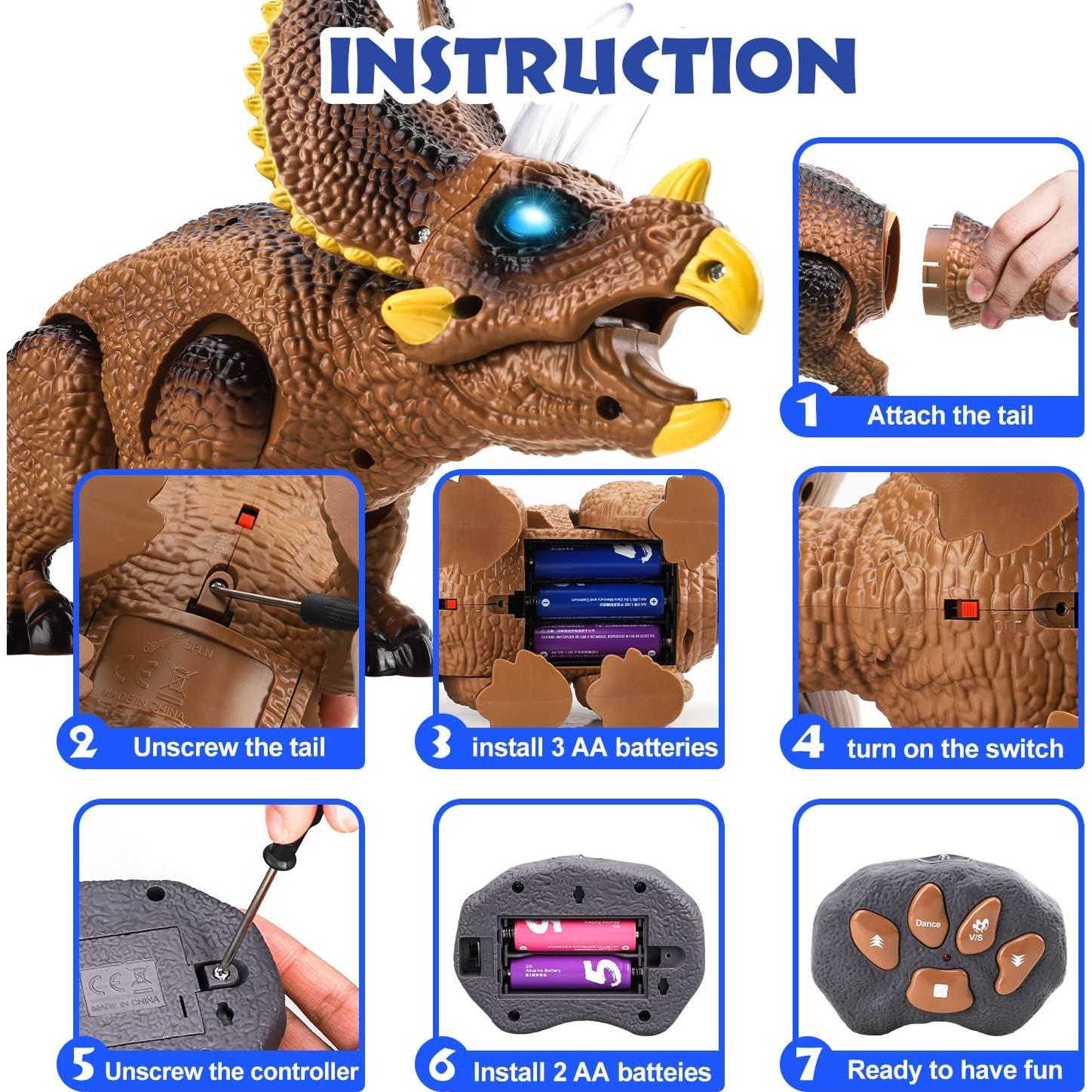 Dinosaurio Control Remoto STEAM Life Triceratops con Luz