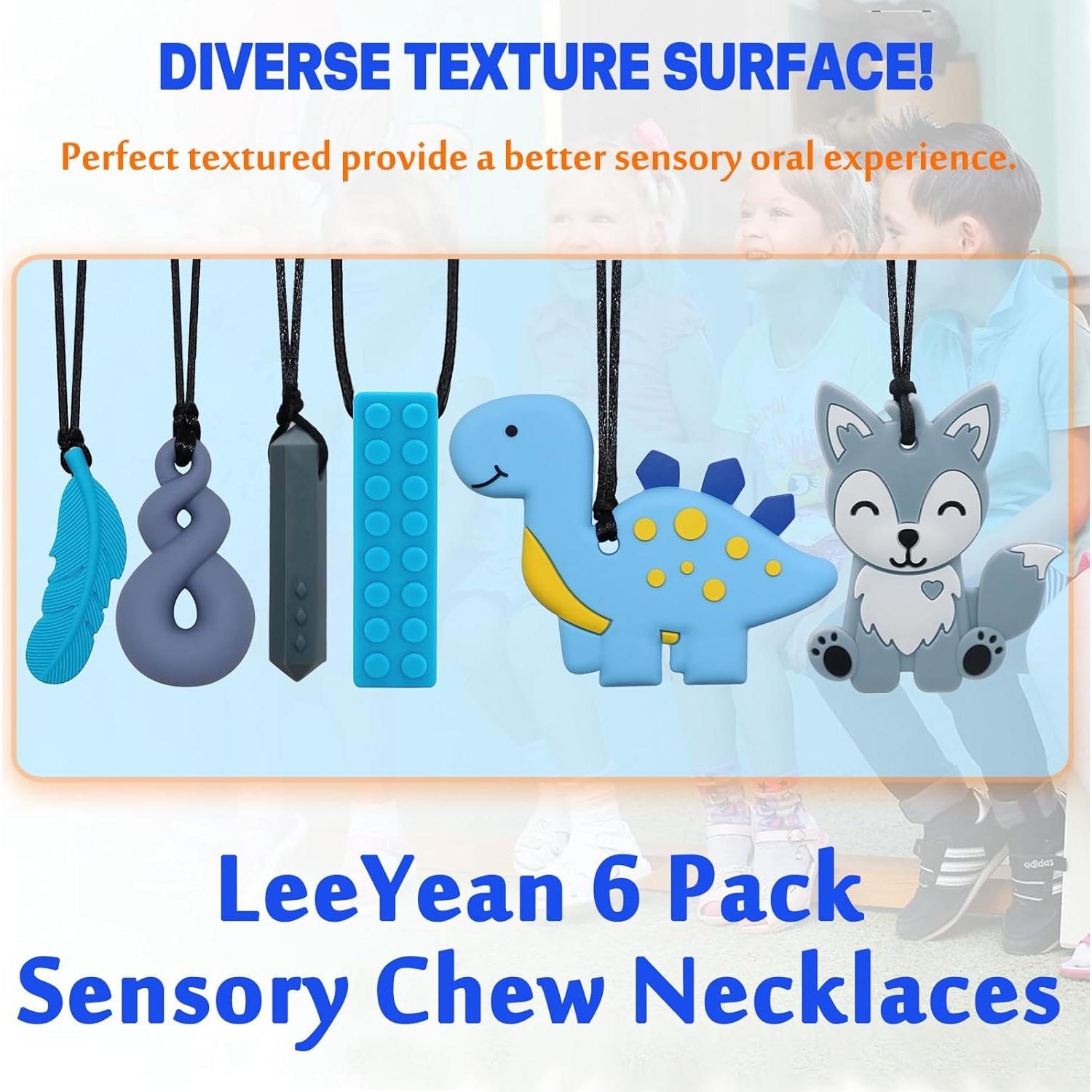 Collares Masticables Sensoriales LeeYean - Paquete de 6