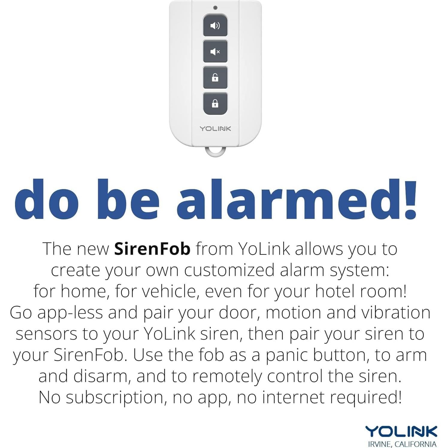 Fob Inteligente YoLink SirenFob Control de Sirena 402m