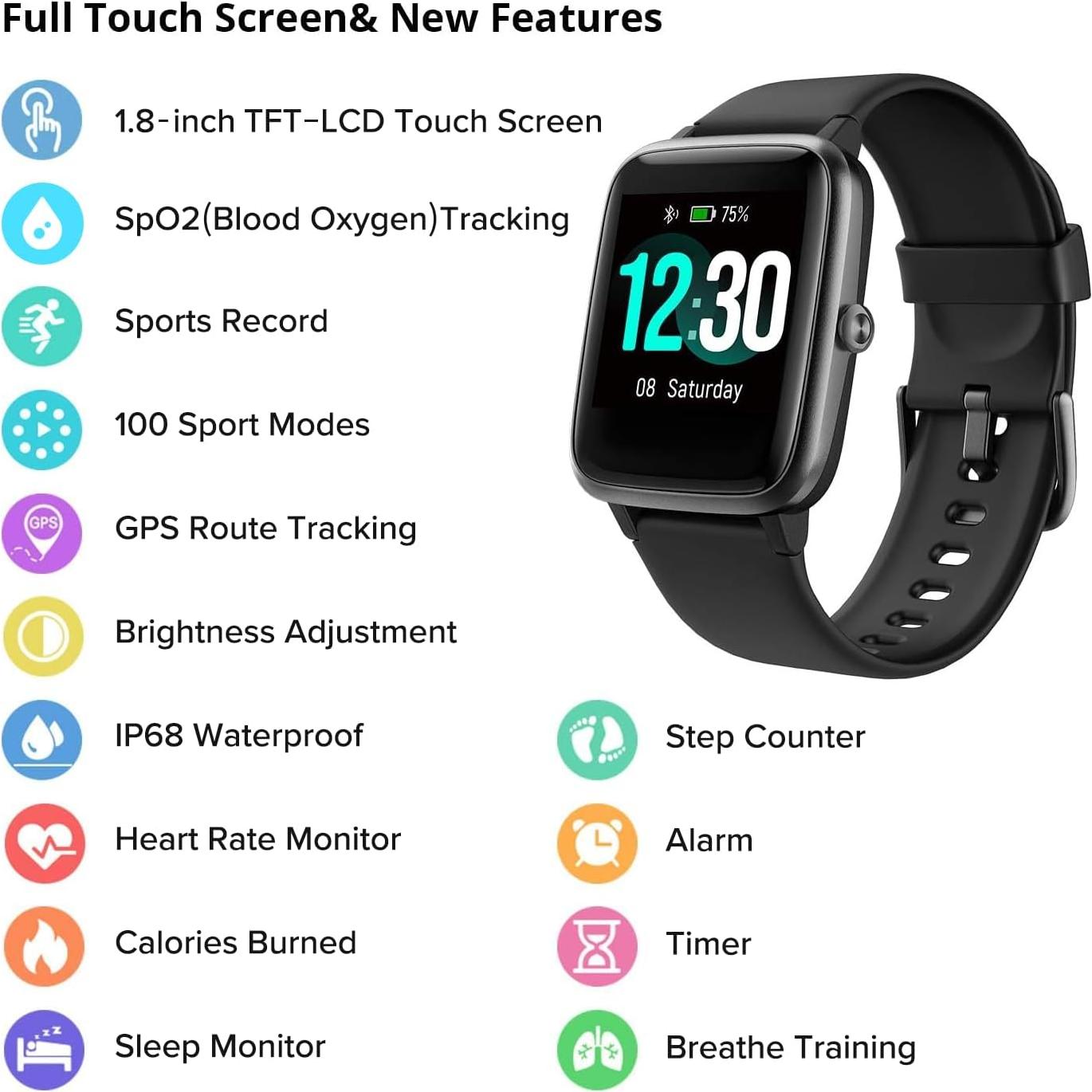Reloj Inteligente Fitpolo IDW19 con Monitor de Frecuencia Cardíaca