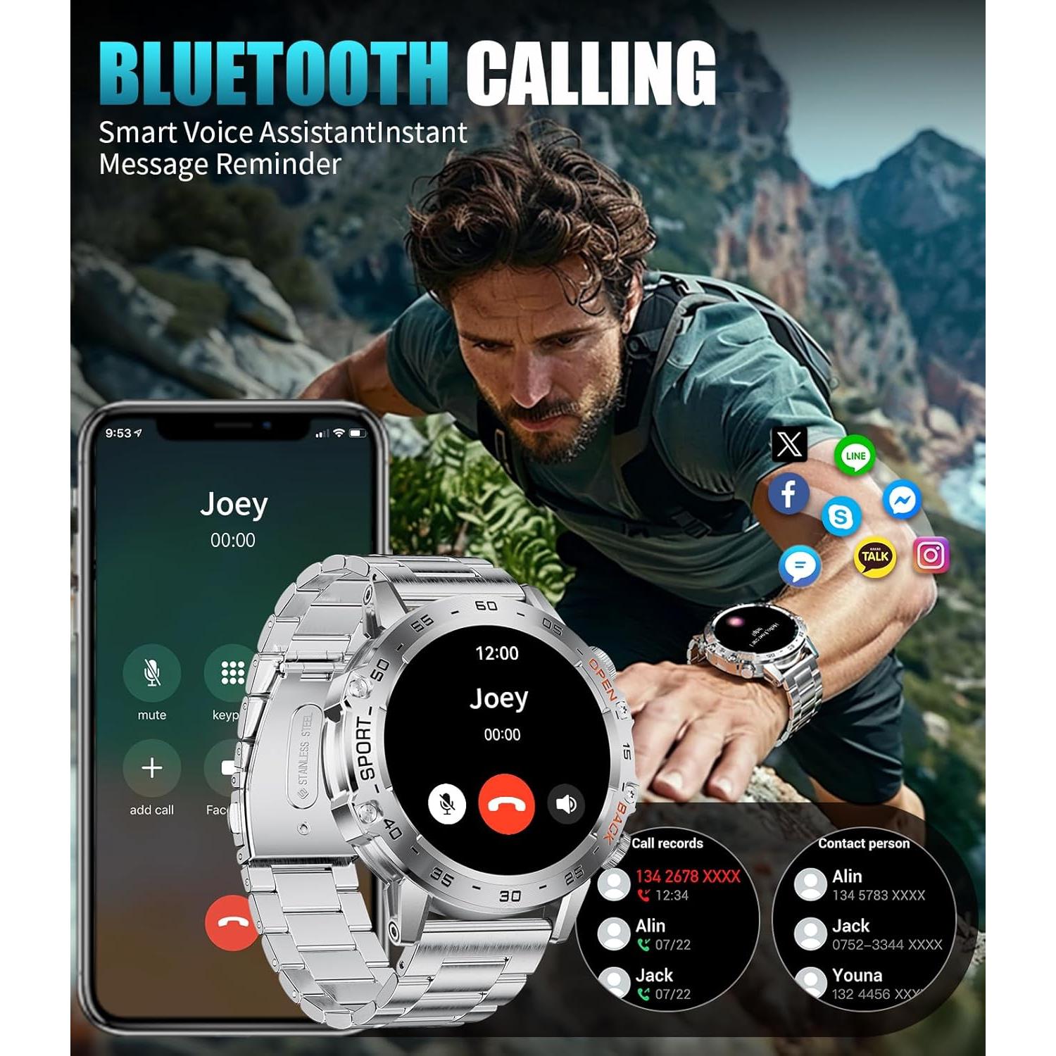 Reloj Inteligente Militar SUNKTA FV10-B 1.45'' AMOLED 100 Modos