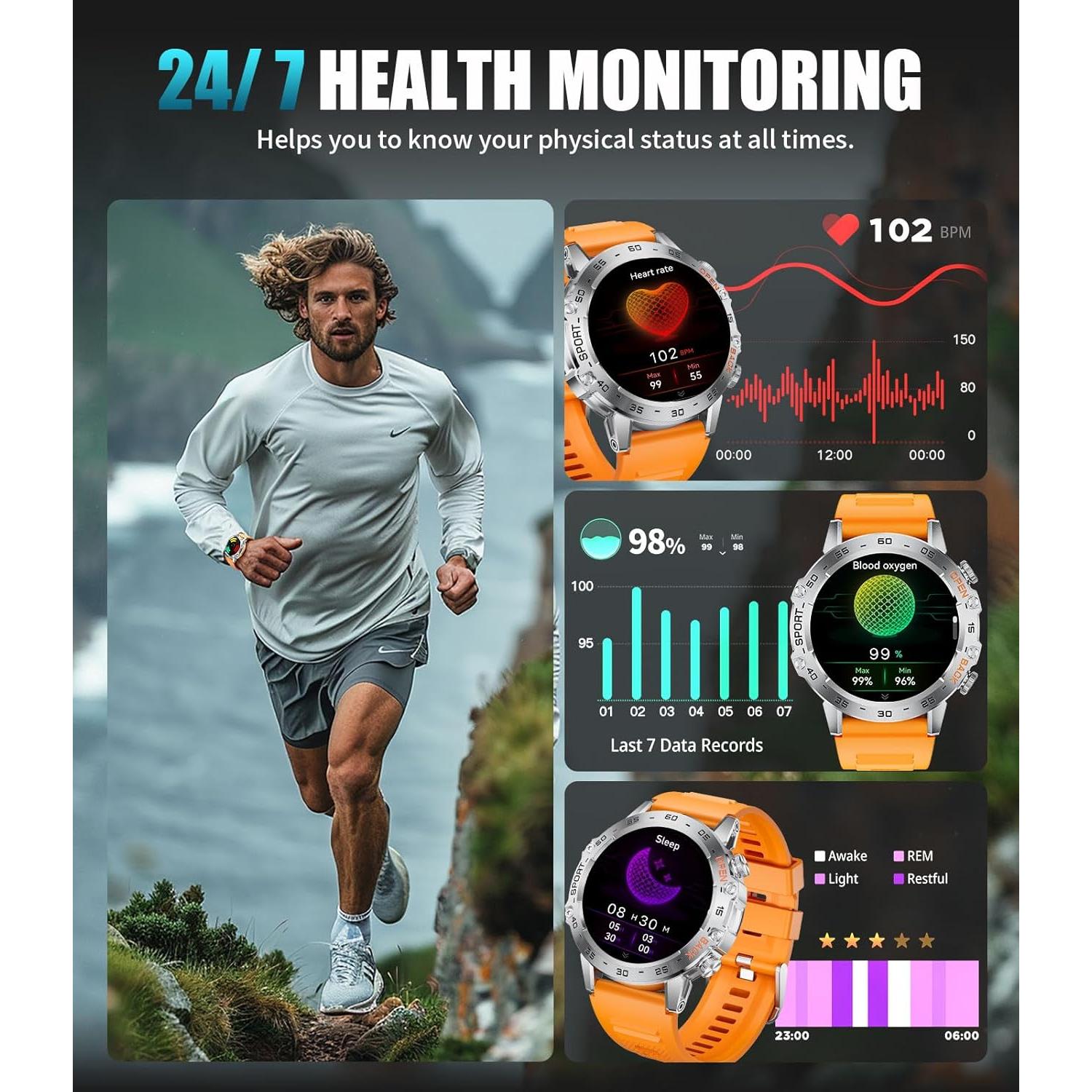 Reloj Inteligente Militar SUNKTA FV10-B 1.45'' AMOLED 100 Modos