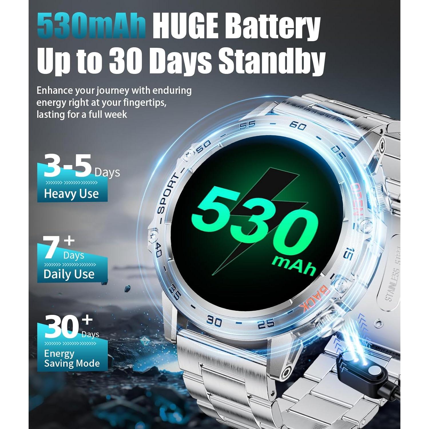 Reloj Inteligente Militar SUNKTA FV10-B 1.45'' AMOLED 100 Modos