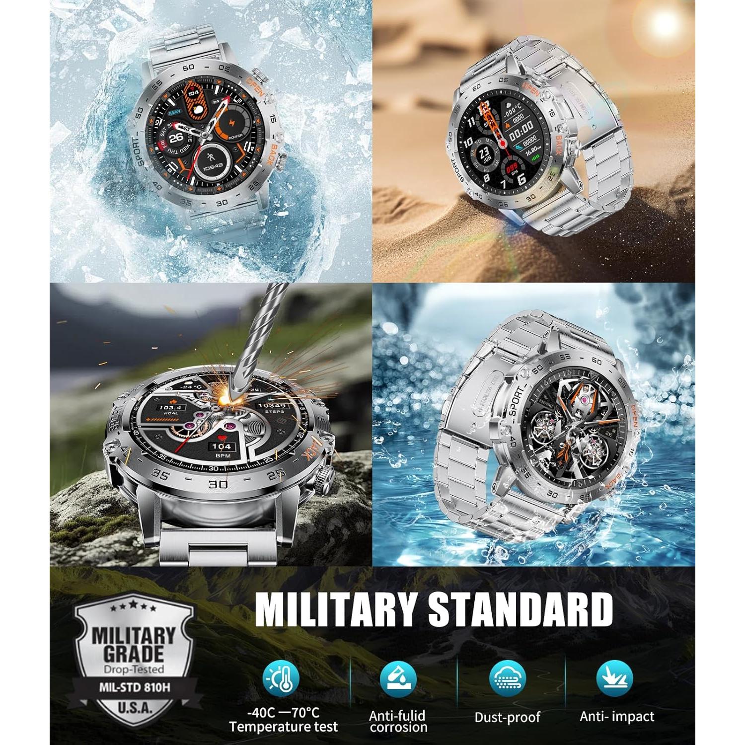 Reloj Inteligente Militar SUNKTA FV10-B 1.45'' AMOLED 100 Modos