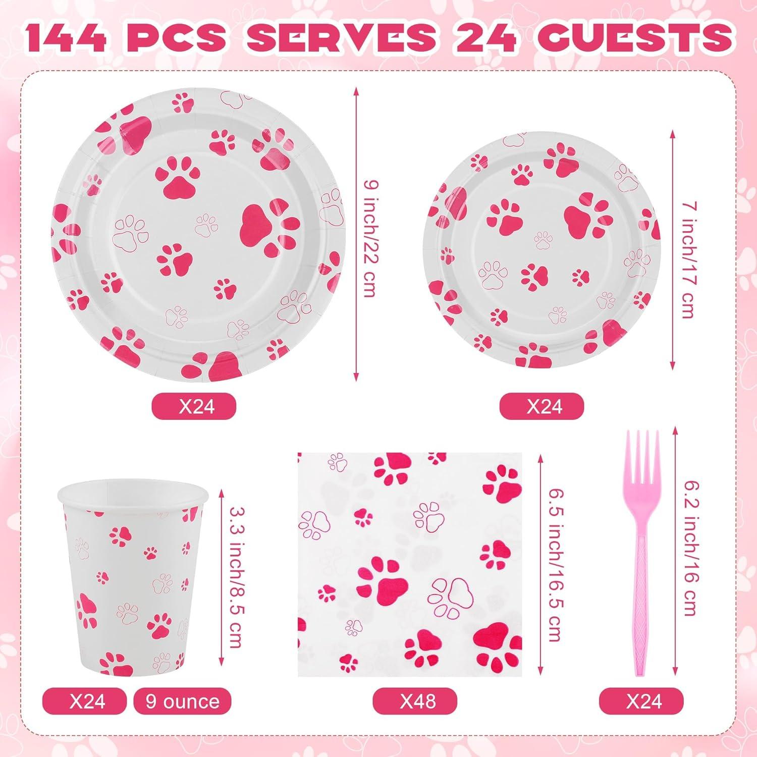 Juego de Vajilla de Fiesta Kochorie 144 Piezas Huella Rosa