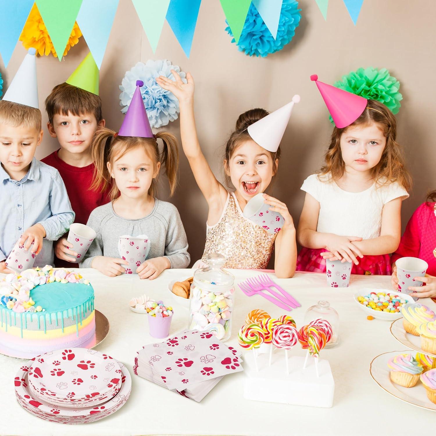 Juego de Vajilla de Fiesta Kochorie 144 Piezas Huella Rosa