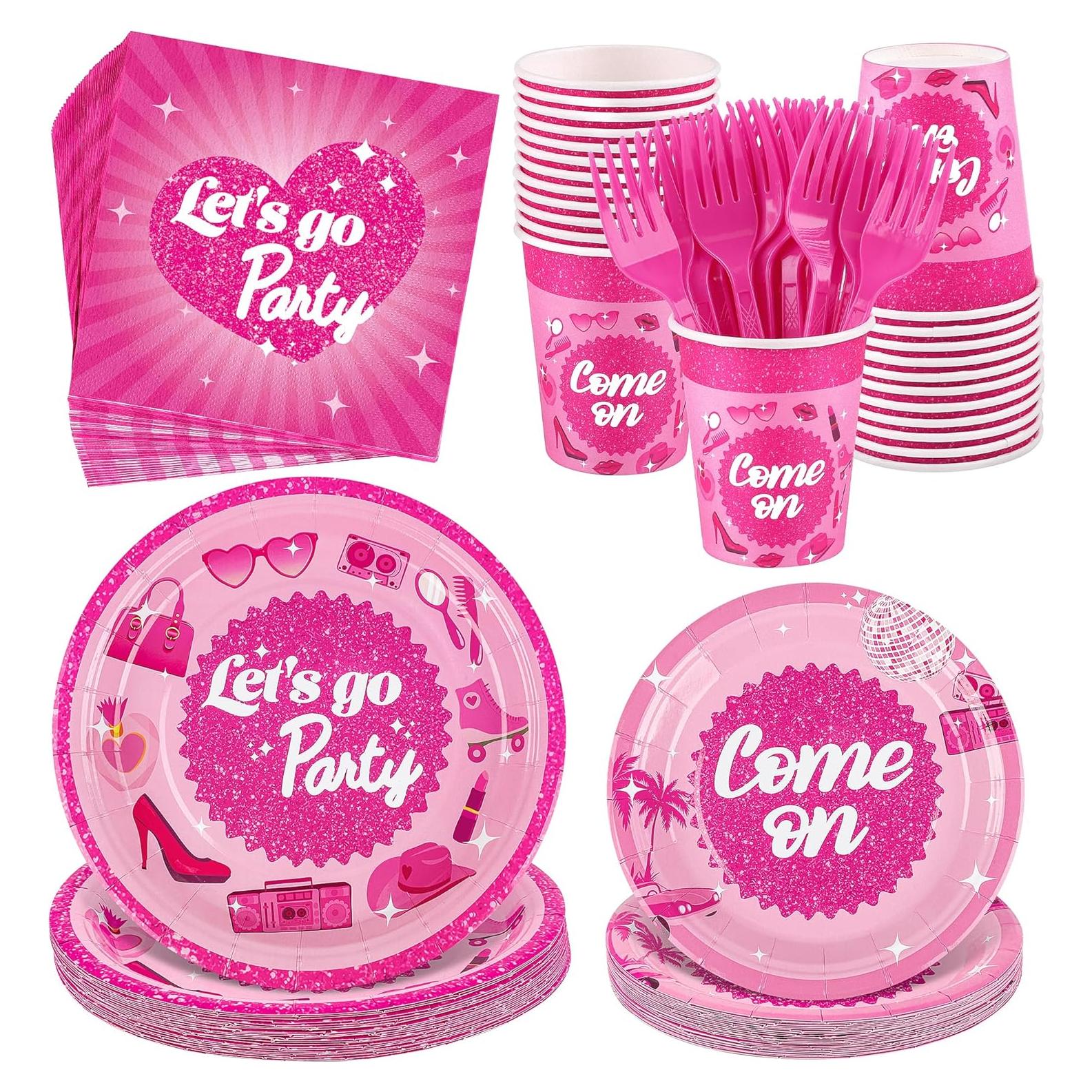 Juego de Vajilla Rosa Fuerte 144 Piezas Kochorie para 24