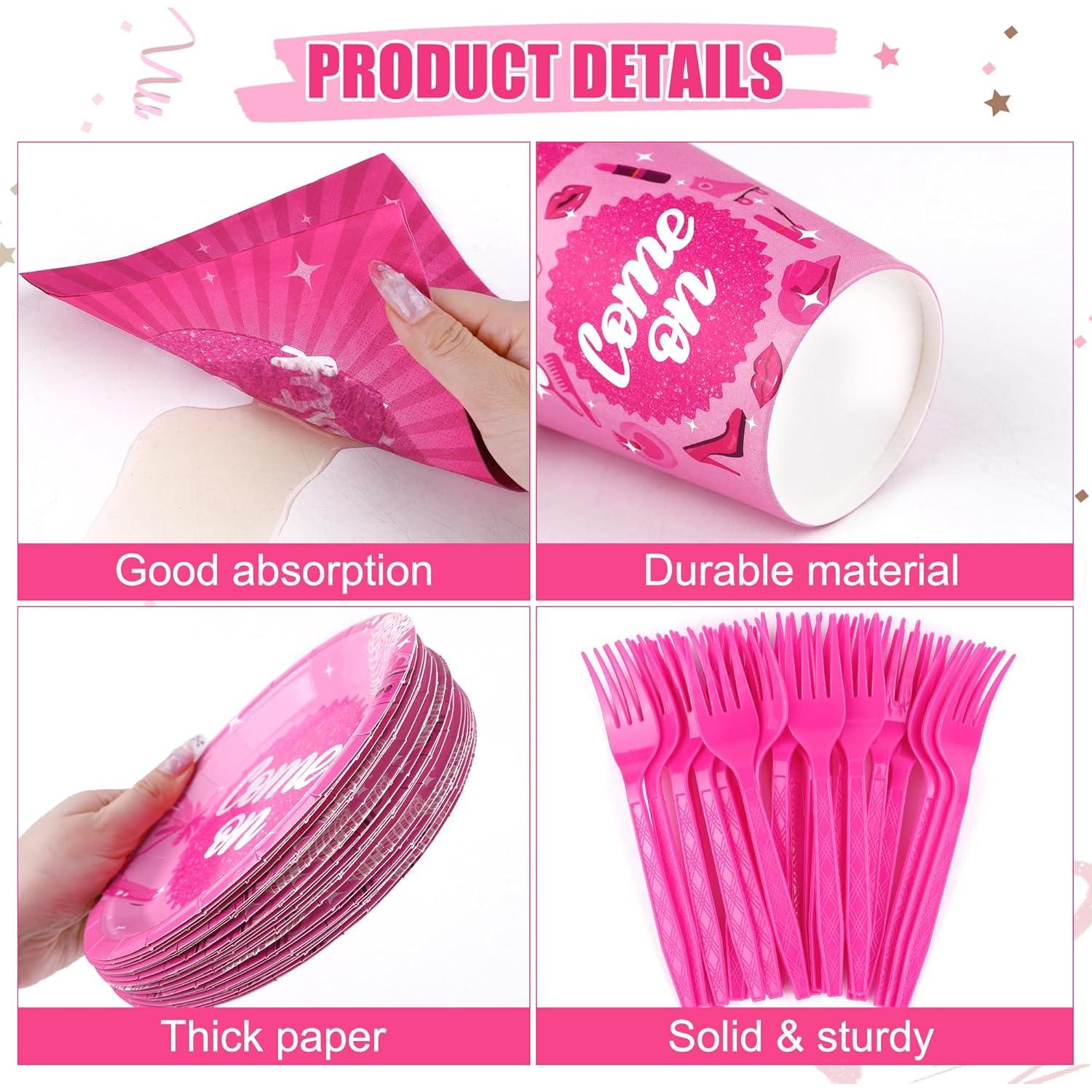 Juego de Vajilla Rosa Fuerte 144 Piezas Kochorie para 24