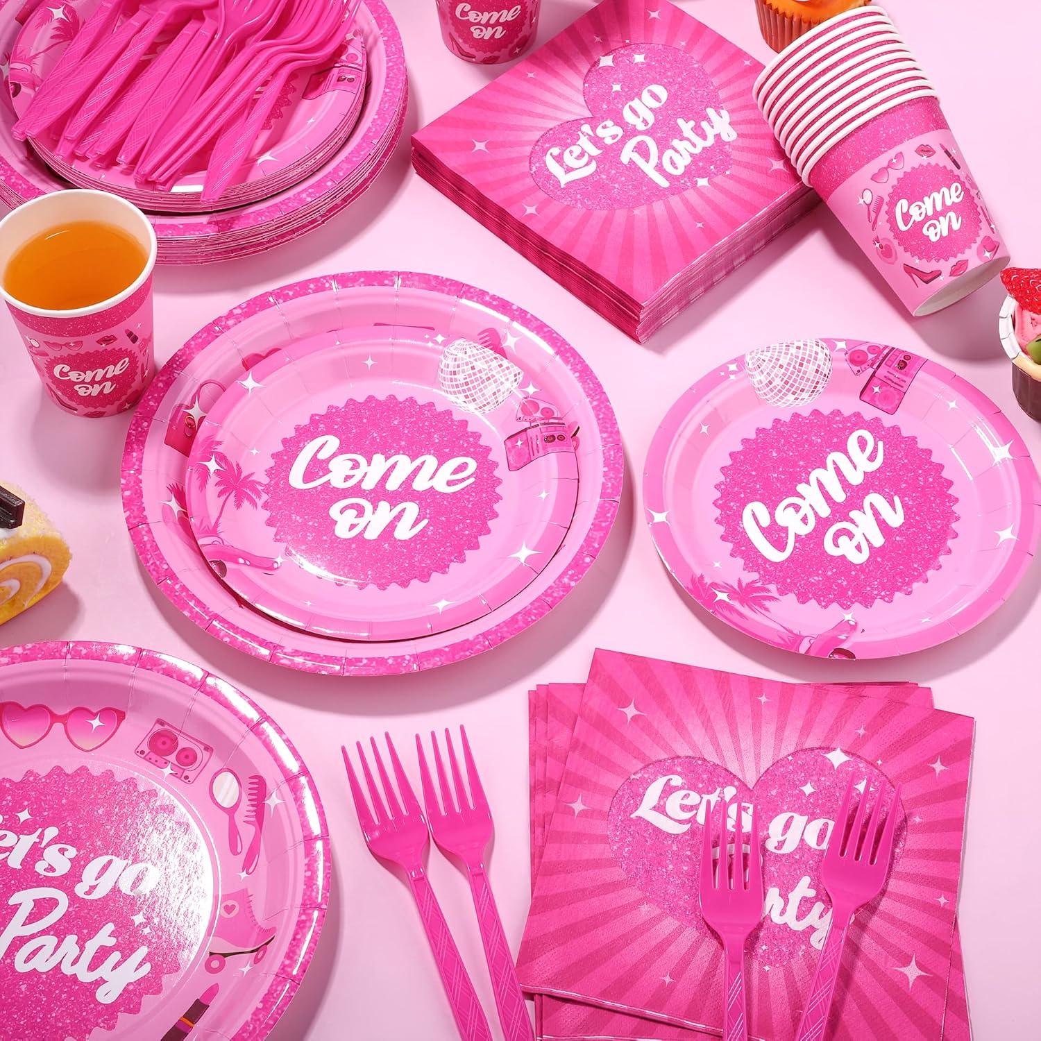 Juego de Vajilla Rosa Fuerte 144 Piezas Kochorie para 24