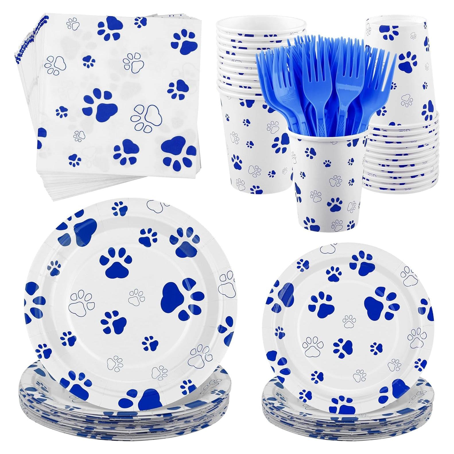 Juego de Vajilla Fiesta 144 Piezas Kochorie Huellas Perro