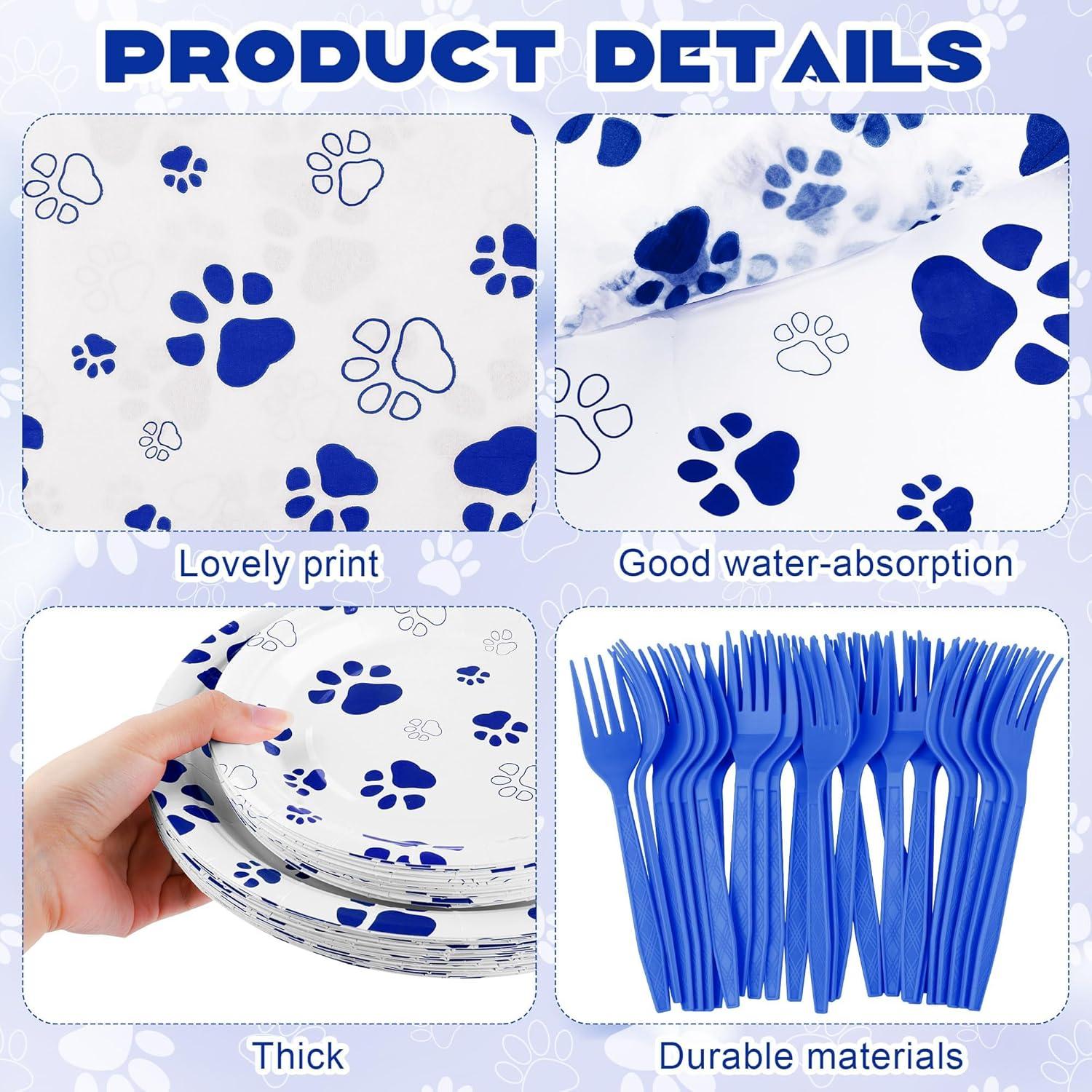 Juego de Vajilla Fiesta 144 Piezas Kochorie Huellas Perro