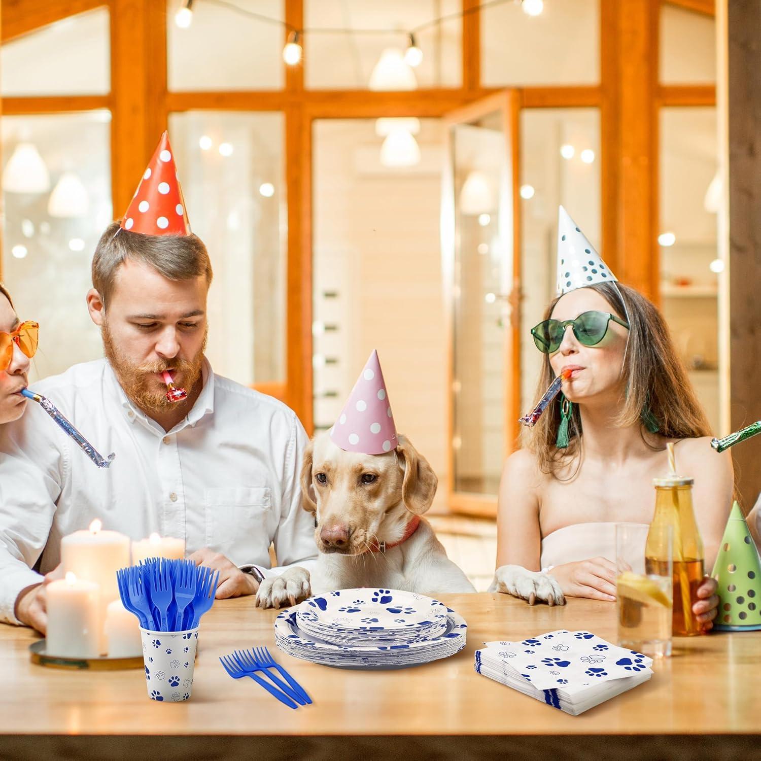 Juego de Vajilla Fiesta 144 Piezas Kochorie Huellas Perro