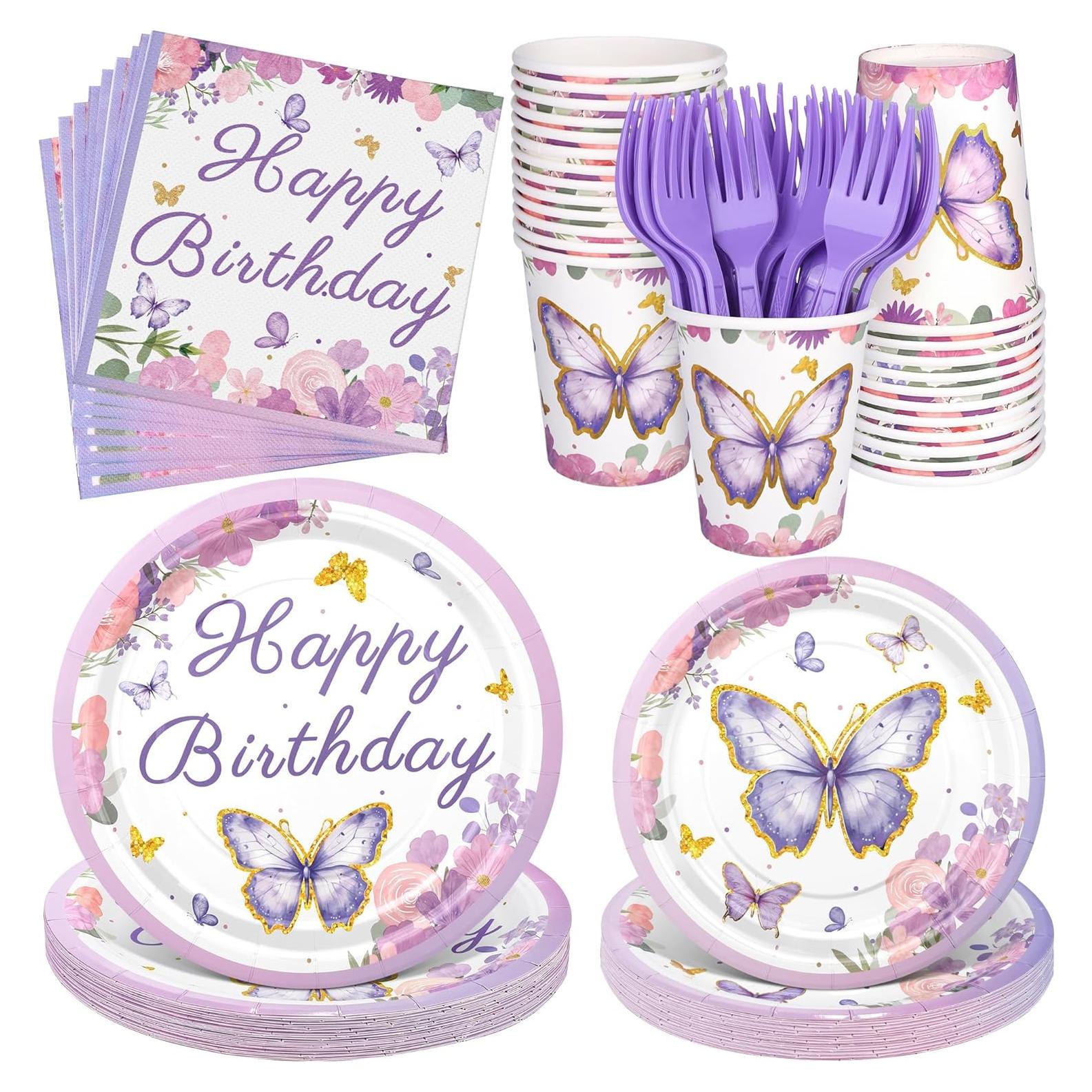 144 Piezas Suministros Fiesta Mariposa Kochorie 24 Invitados