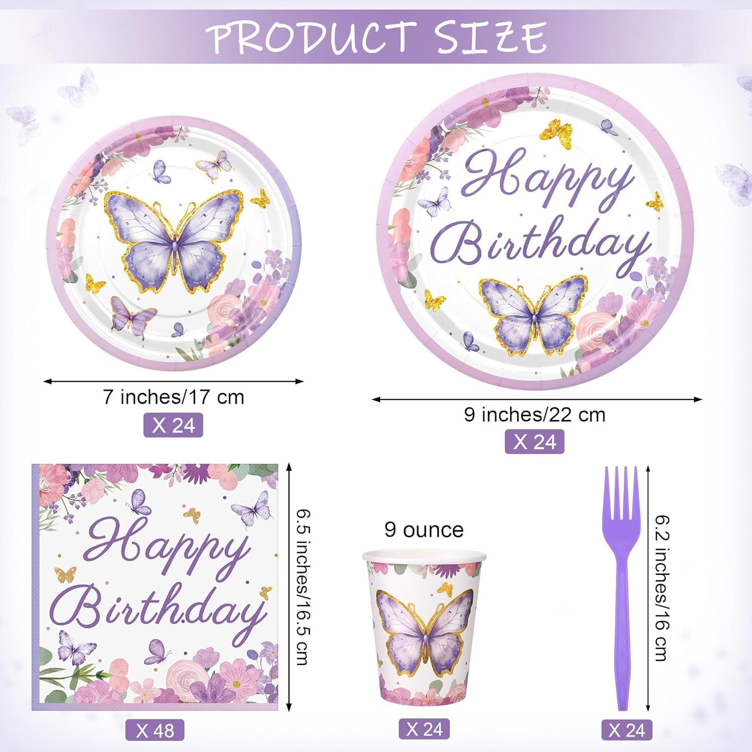 144 Piezas Suministros Fiesta Mariposa Kochorie 24 Invitados