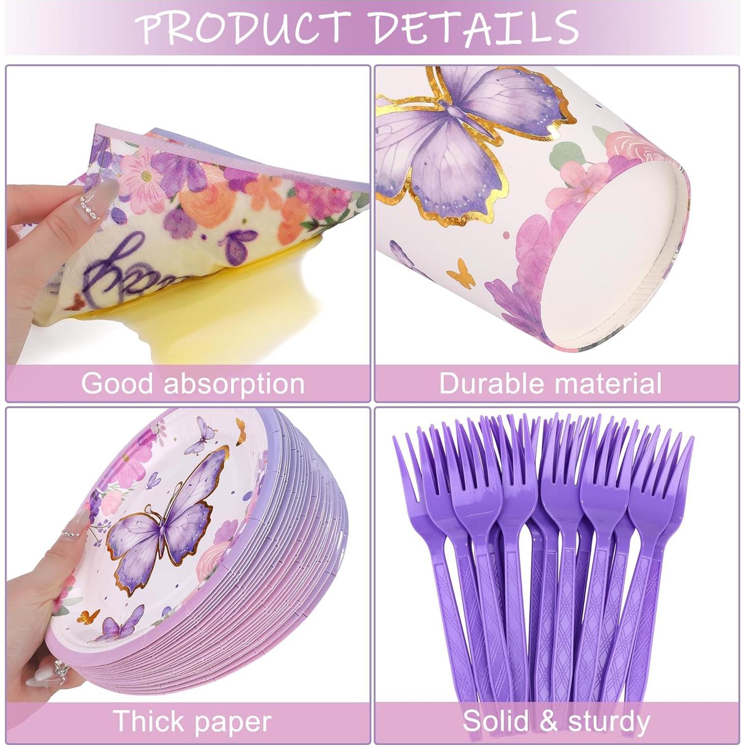 144 Piezas Suministros Fiesta Mariposa Kochorie 24 Invitados