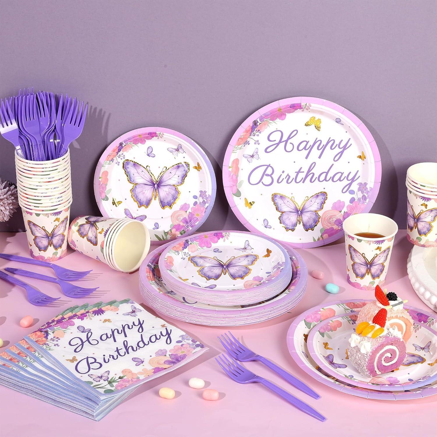 144 Piezas Suministros Fiesta Mariposa Kochorie 24 Invitados