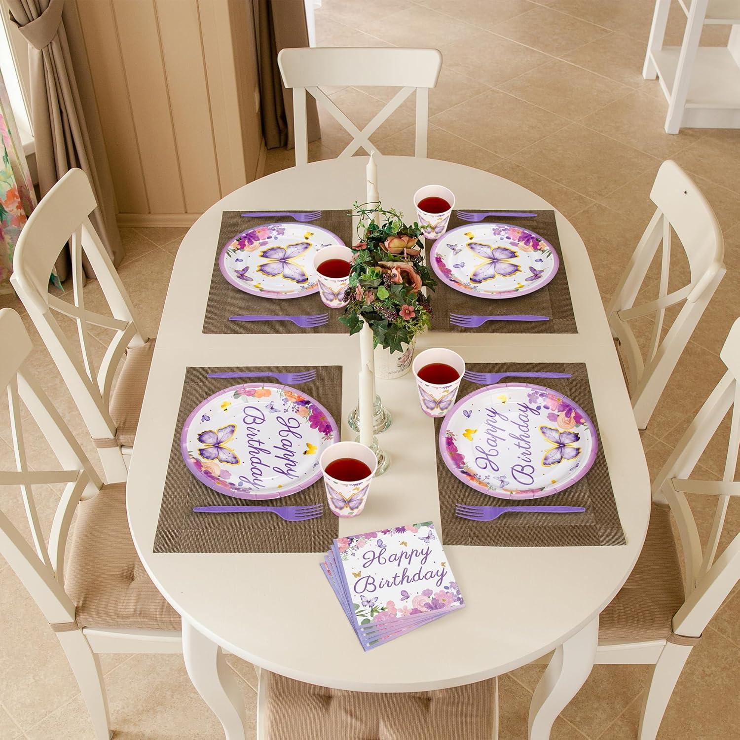 144 Piezas Suministros Fiesta Mariposa Kochorie 24 Invitados