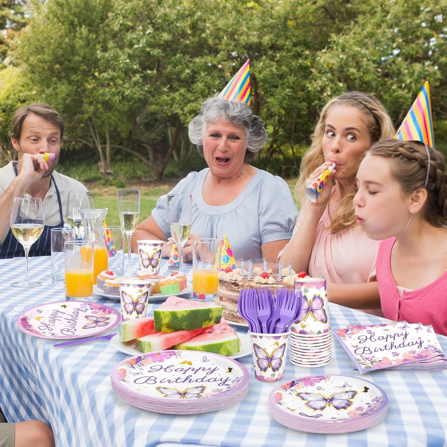 144 Piezas Suministros Fiesta Mariposa Kochorie 24 Invitados