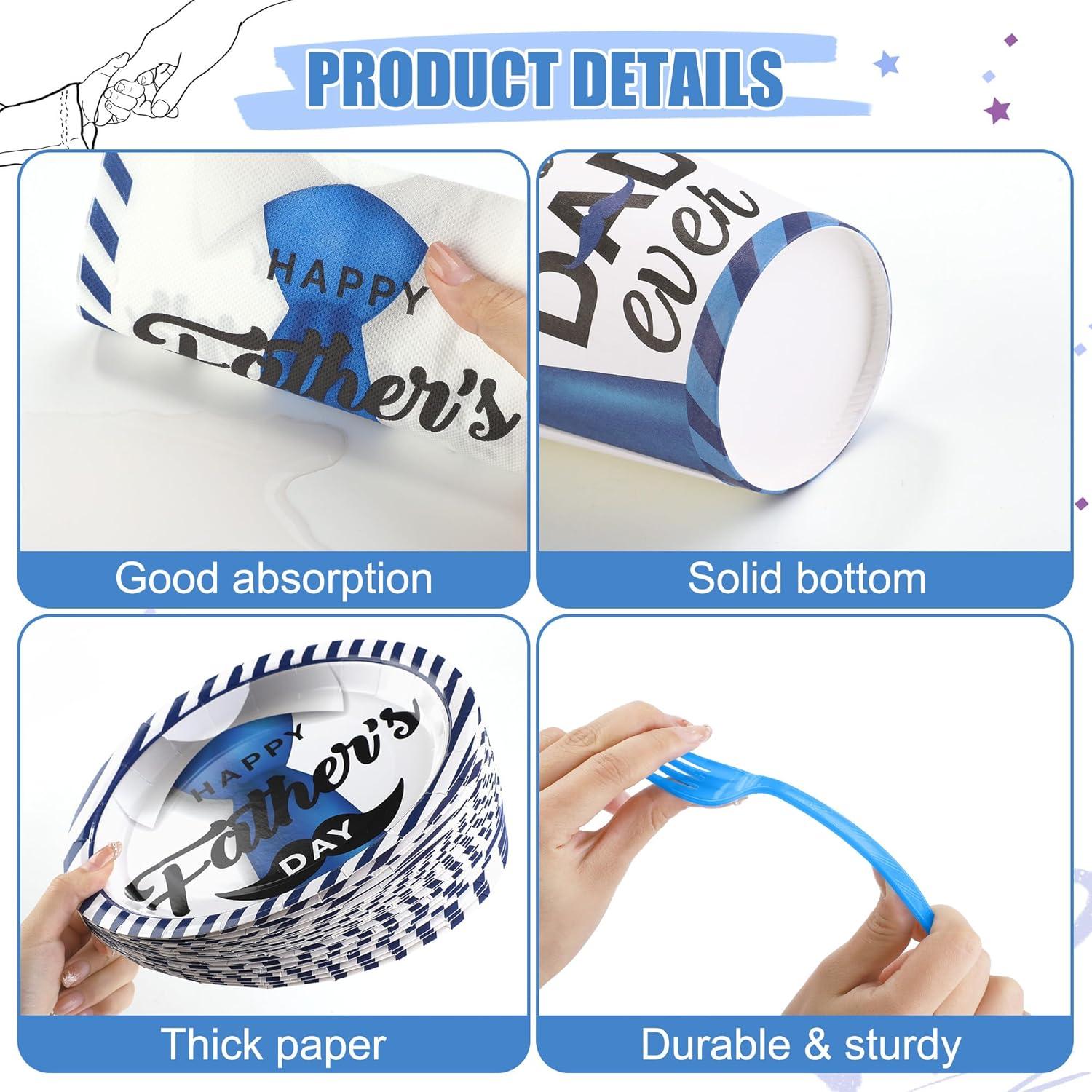 Juego de Vajilla Desechable 144 Piezas Día del Padre Kochorie