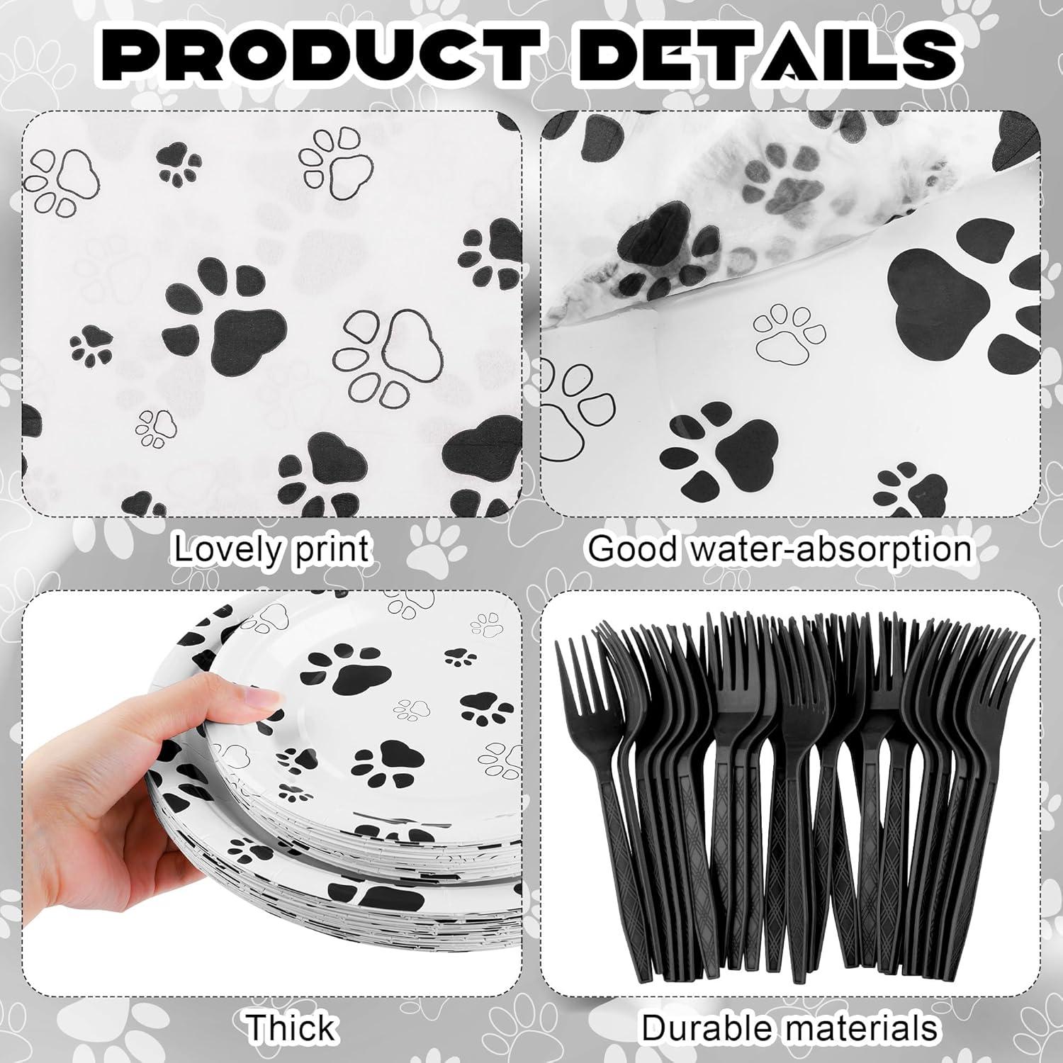 Juego de Vajilla de Fiesta Kochorie 144 Piezas Huellas Perro