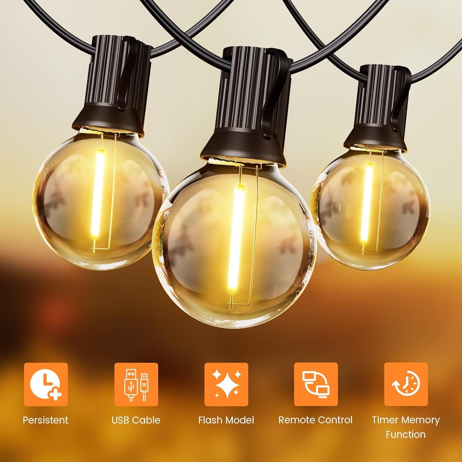 OHLUX Luces de Cadena Solares 36.5m con Control Remoto