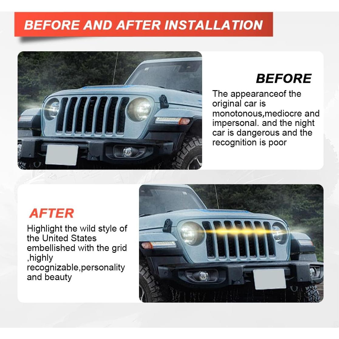 Luces LED de Parrilla UHANBUT Amarillo para Automóvil 21x5.7cm