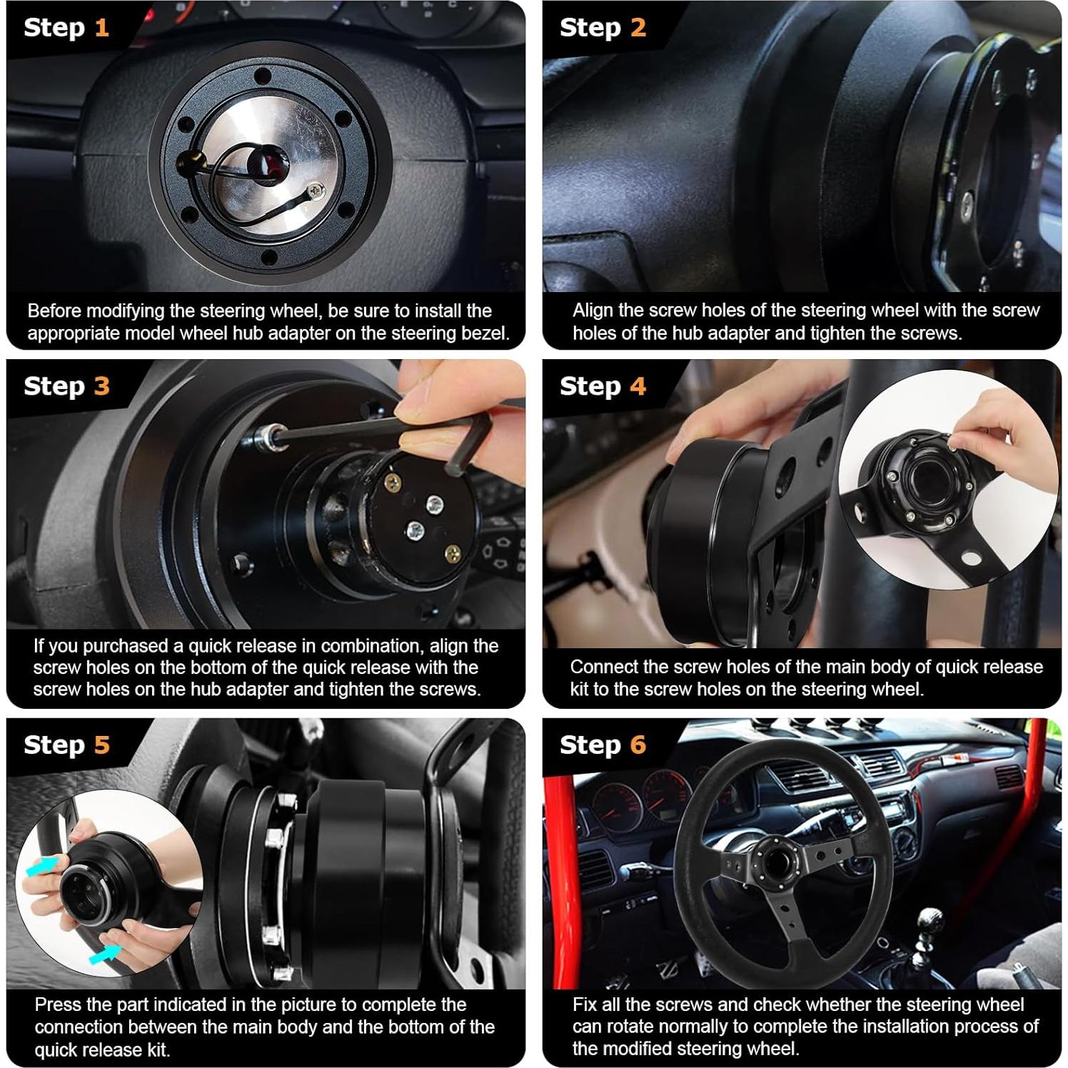 Volante de Carreras VOONKE 34 cm Universal con Claxon