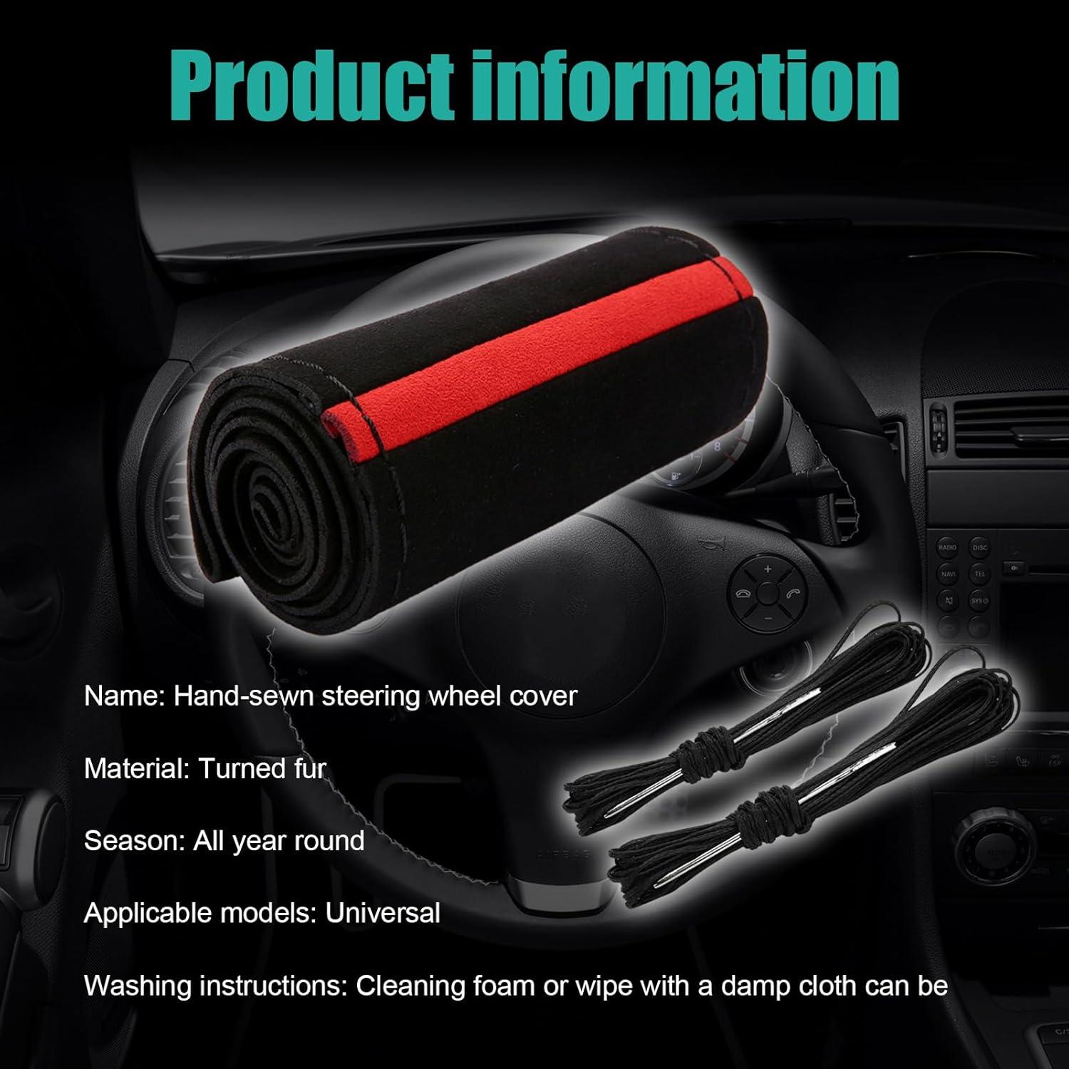 Funda de Volante Dickno 15 Pulgadas Antideslizante Negro y Rojo