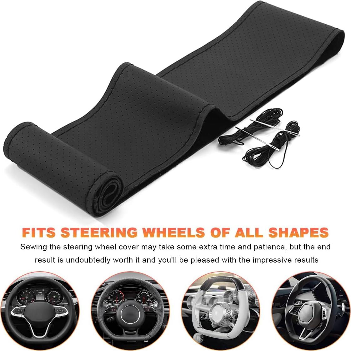 Cubierta de Volante de Cuero BWBWND 38 cm Antideslizante DIY