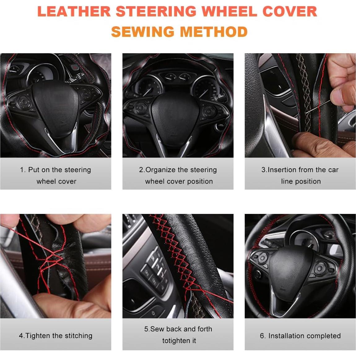 Cubierta de Volante de Cuero BWBWND 38 cm Antideslizante DIY