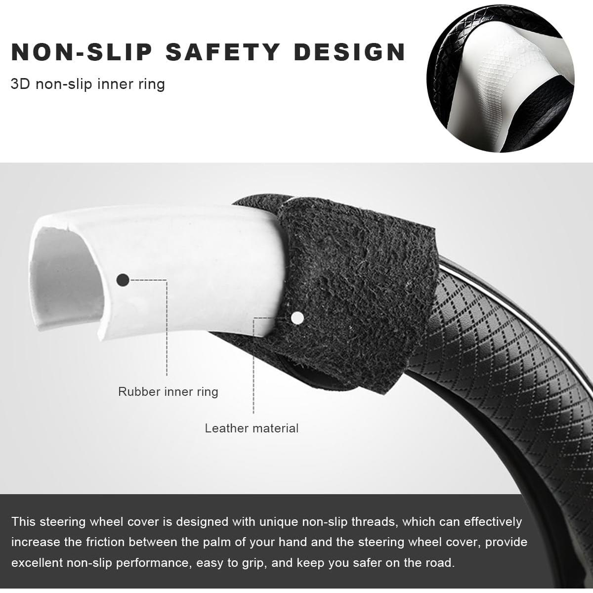 Funda de Volante de Coche ZNDAW 38.1 cm Antideslizante Negro y Púrpura