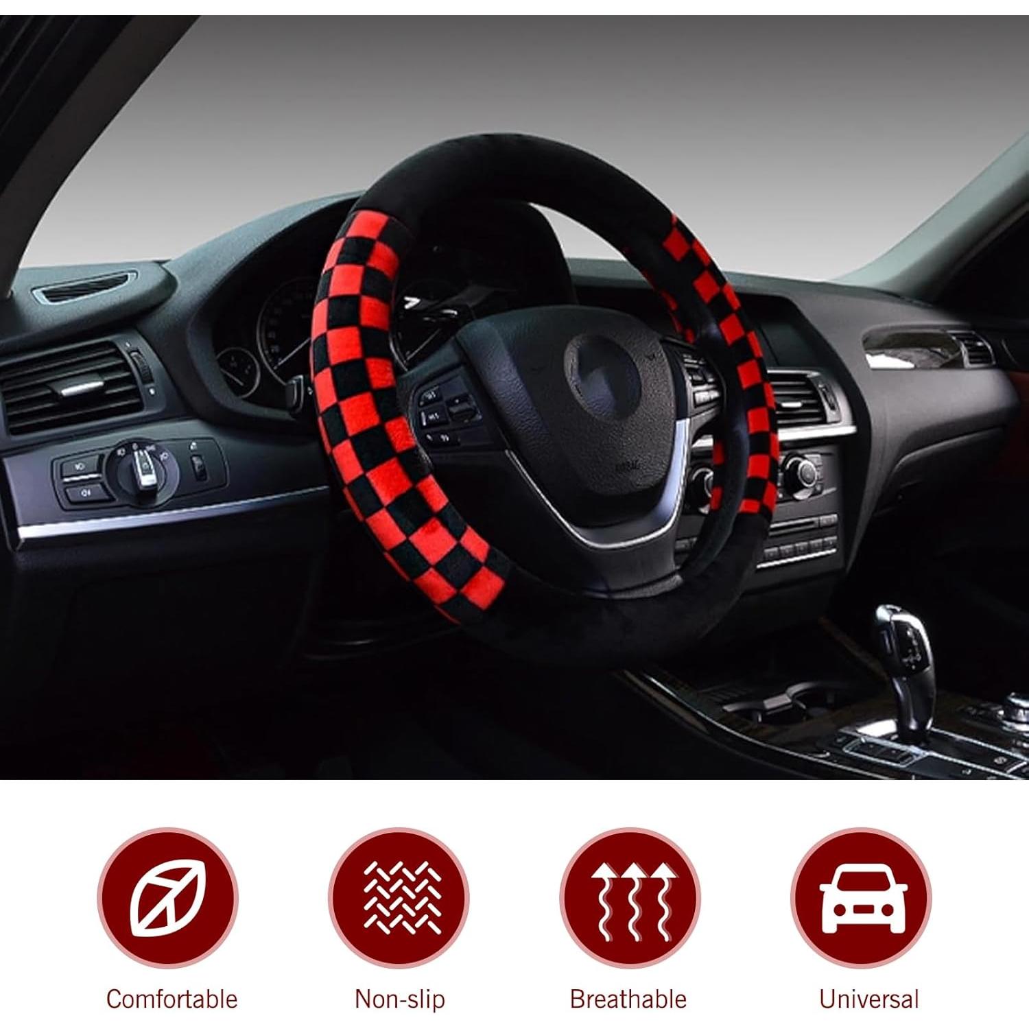 Cubierta de Volante de Felpa Arwrilt Negra y Roja Universal