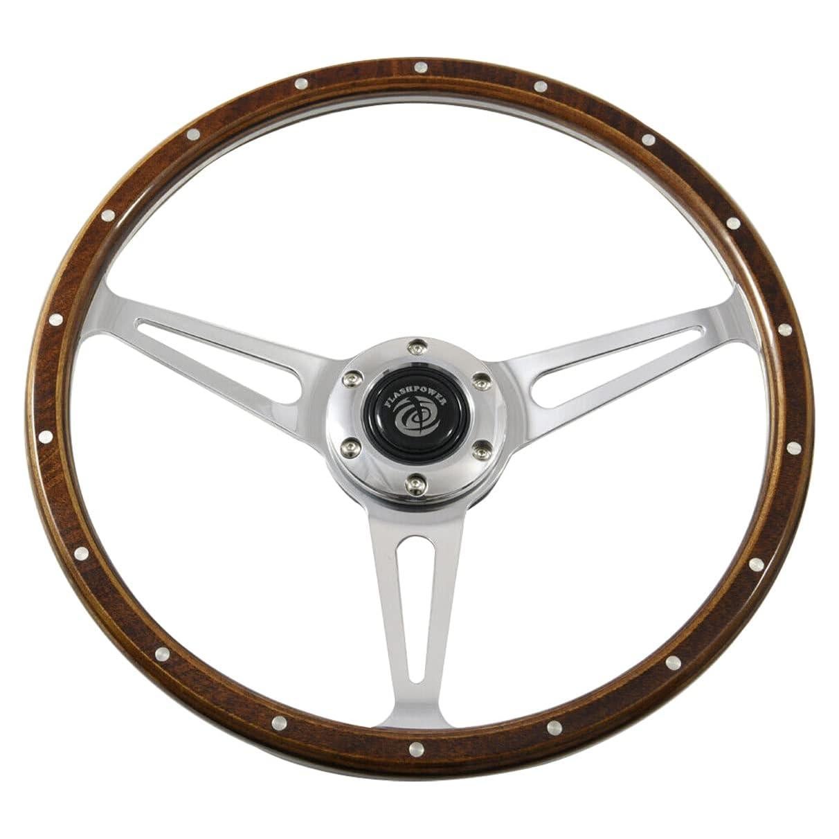 Volante de Madera Clásico Flashpower 35.56 cm Remachado