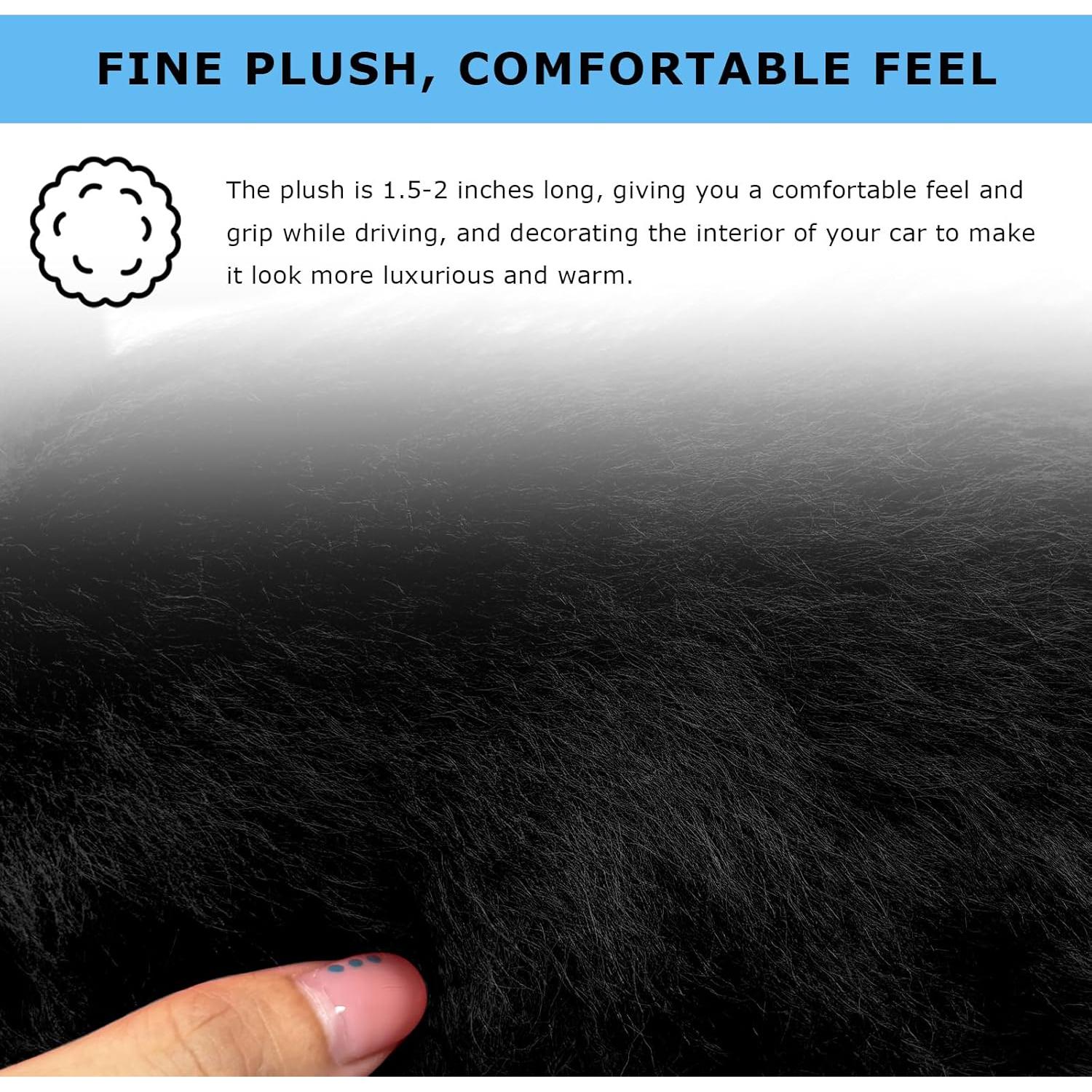 Juego de Fundas para Volante YTFRL Peludas - Lana Negro