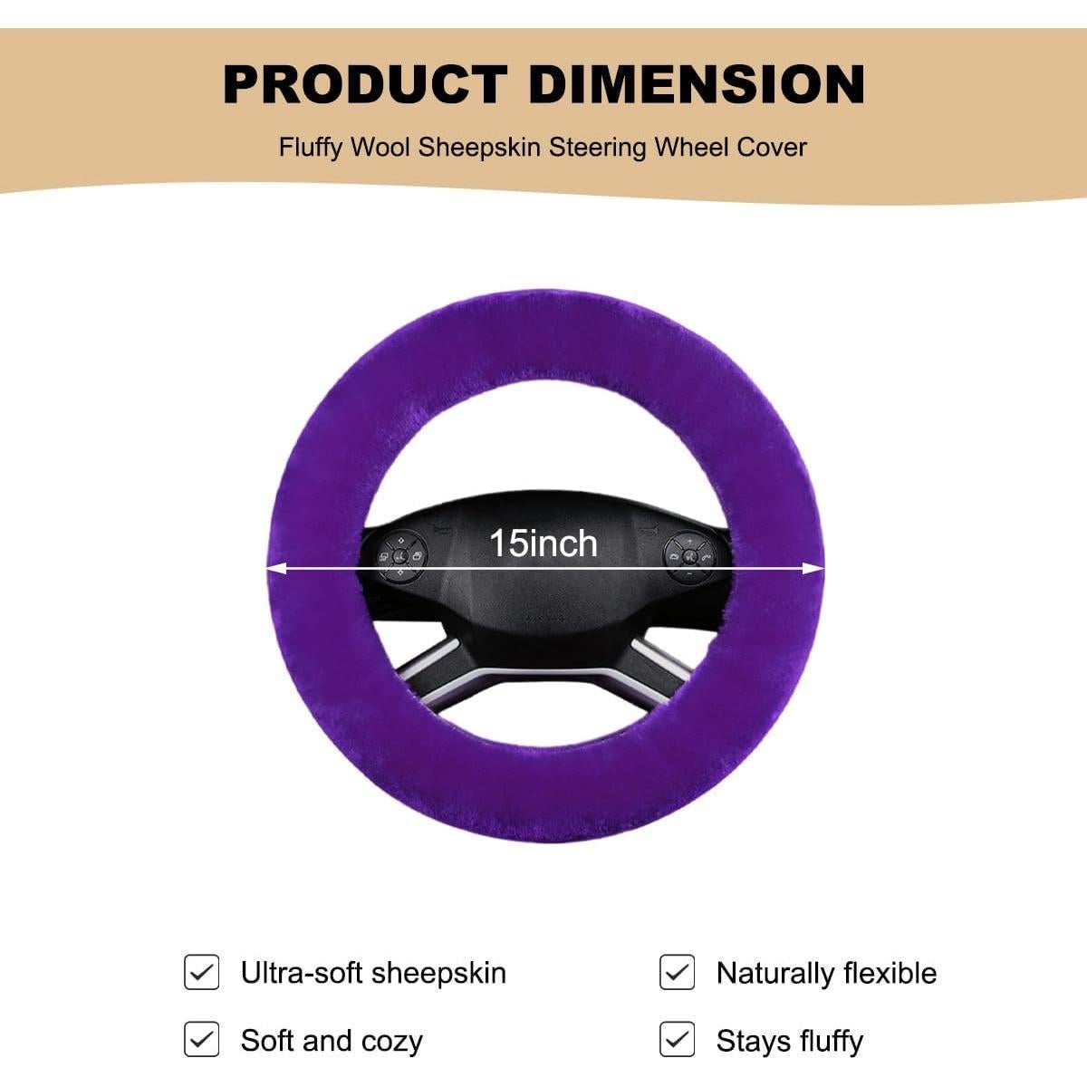 Cubierta de Volante Peluda MUQIDA 38 cm Piel Sintética Antideslizante
