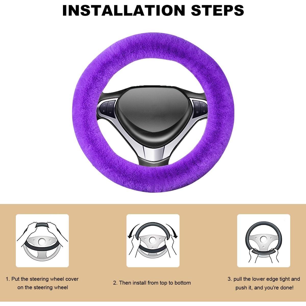 Cubierta de Volante Peluda MUQIDA 38 cm Piel Sintética Antideslizante