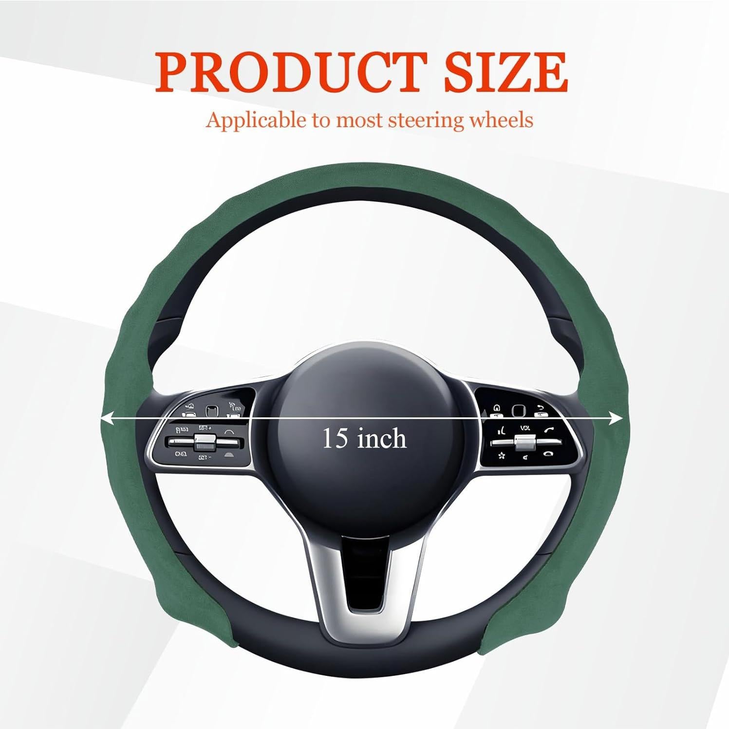 Funda de Volante Wuyaoyao Cuero Suede 38 cm Antideslizante Verde Oscuro