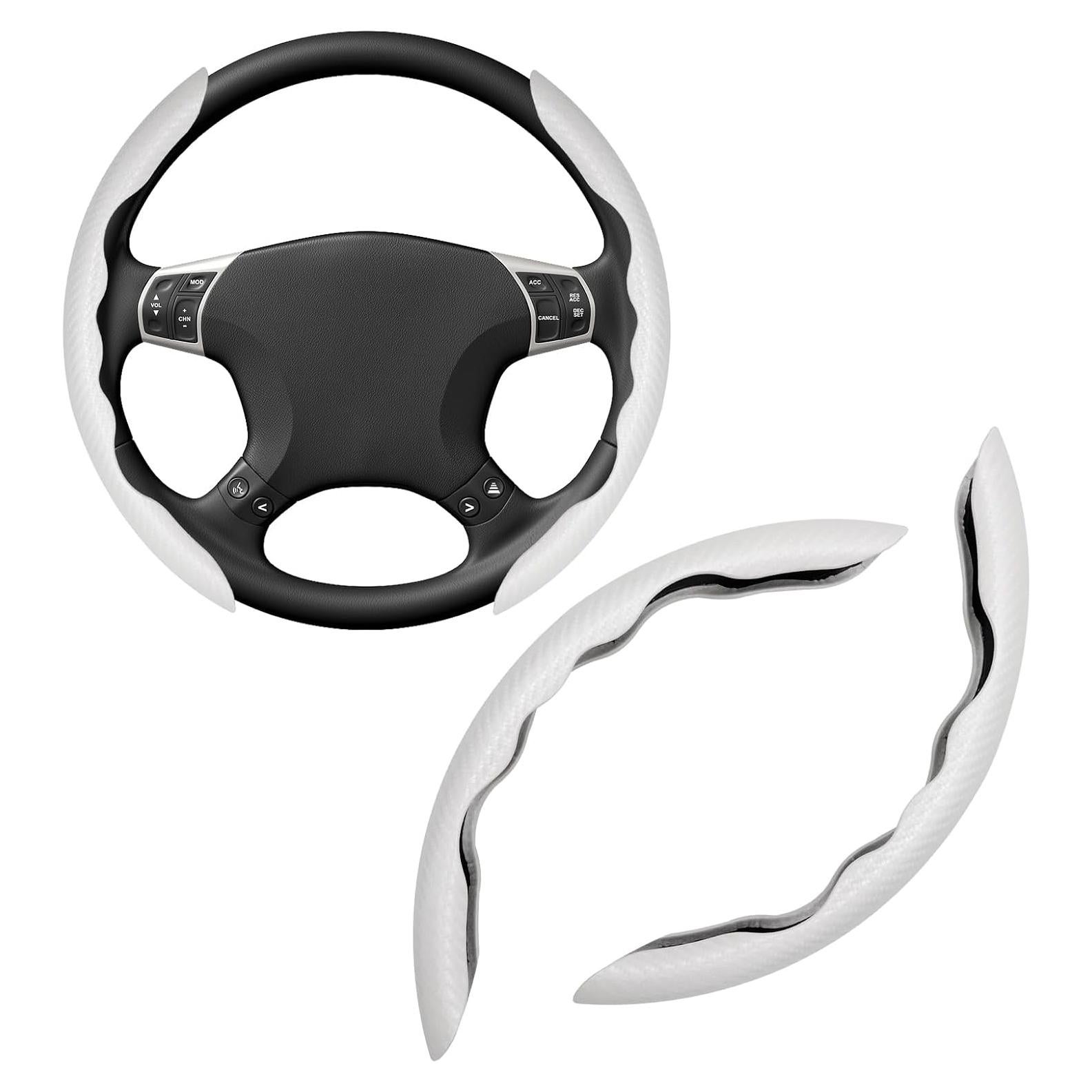 Funda de Volante de Coche Povtii 2 PCS Fibra de Carbono 38 cm