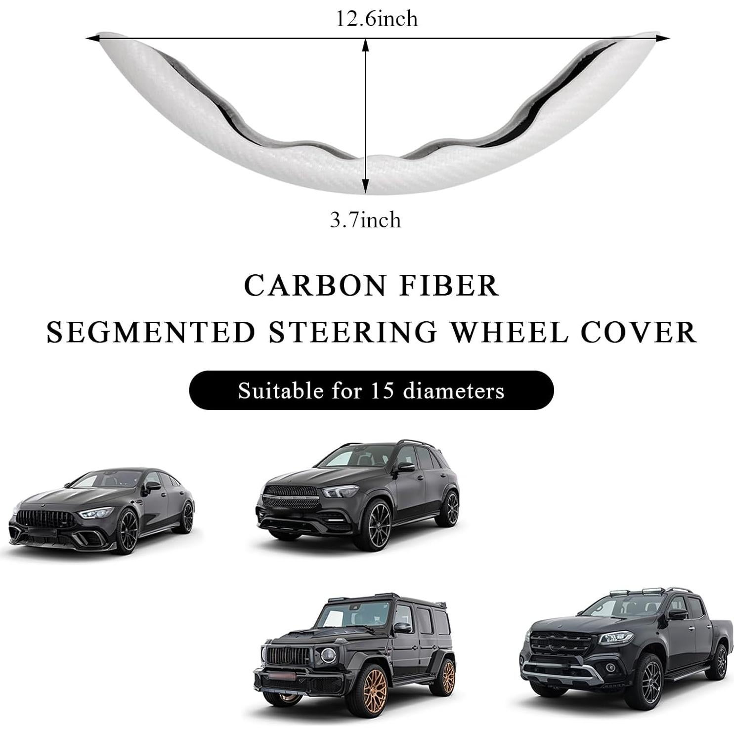 Funda de Volante de Coche Povtii 2 PCS Fibra de Carbono 38 cm