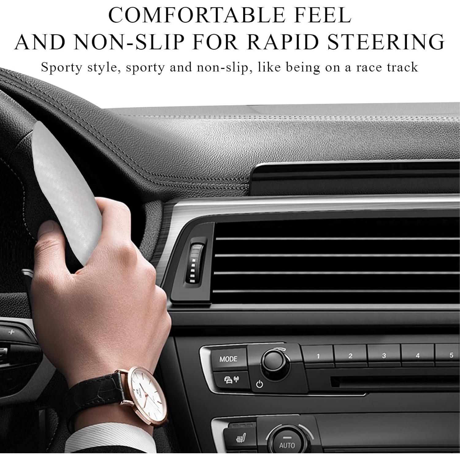 Funda de Volante de Coche Povtii 2 PCS Fibra de Carbono 38 cm