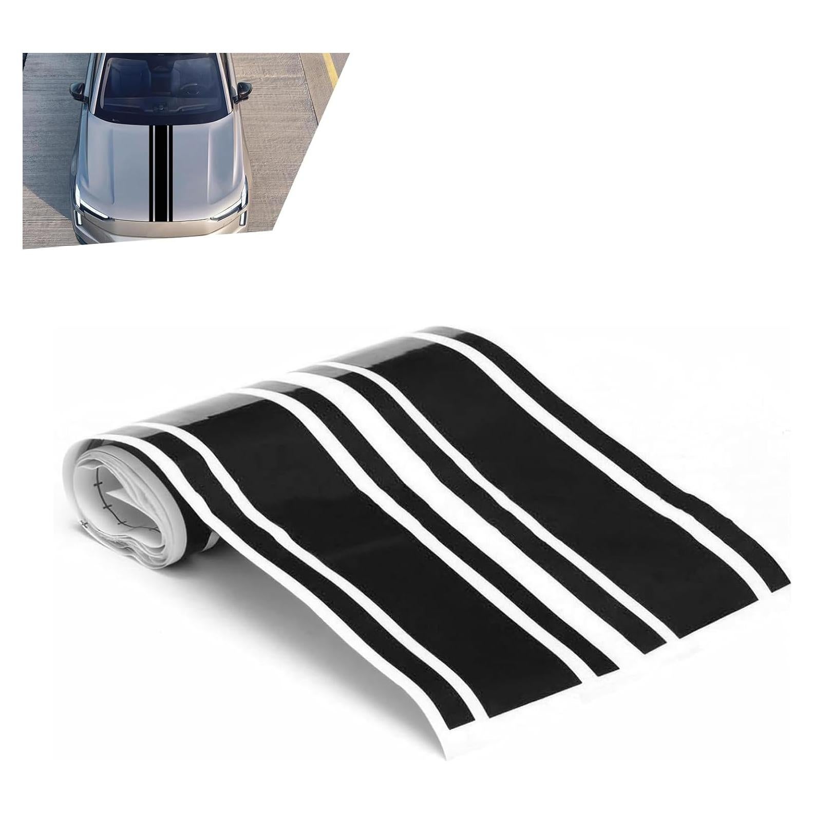 Calcomanías de Rayas de Carreras Bawkars 8x180 cm Negro - 2 PCS