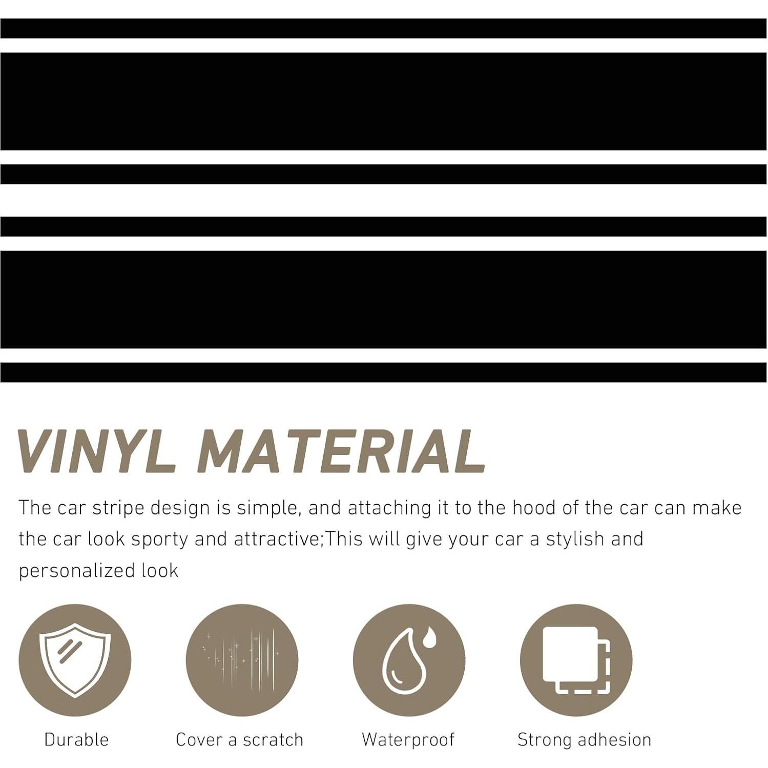 Calcomanías de Rayas de Carreras Bawkars 8x180 cm Negro - 2 PCS