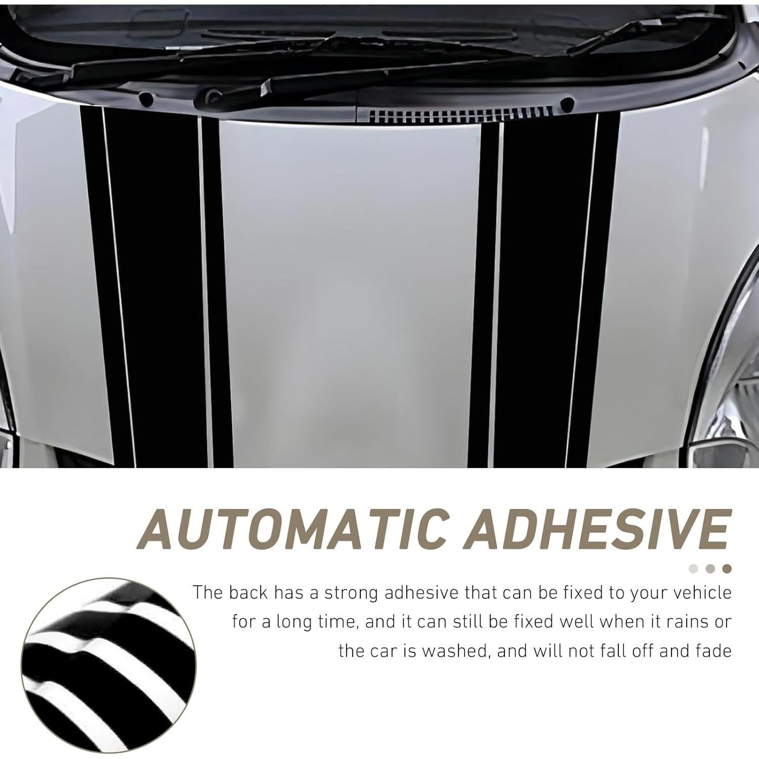 Calcomanías de Rayas de Carreras Bawkars 8x180 cm Negro - 2 PCS