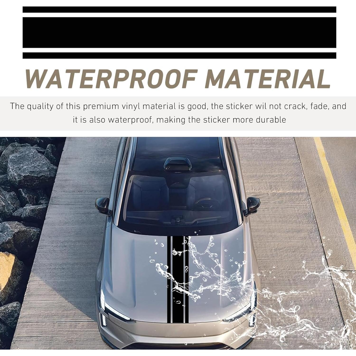 Calcomanías de Rayas de Carreras Bawkars 8x180 cm Negro - 2 PCS