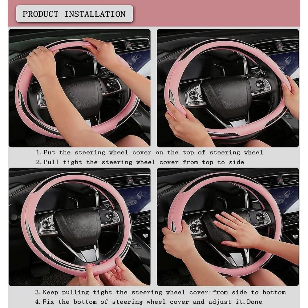 Cubierta de Volante de Coche XIANGDING Rosa Antideslizante
