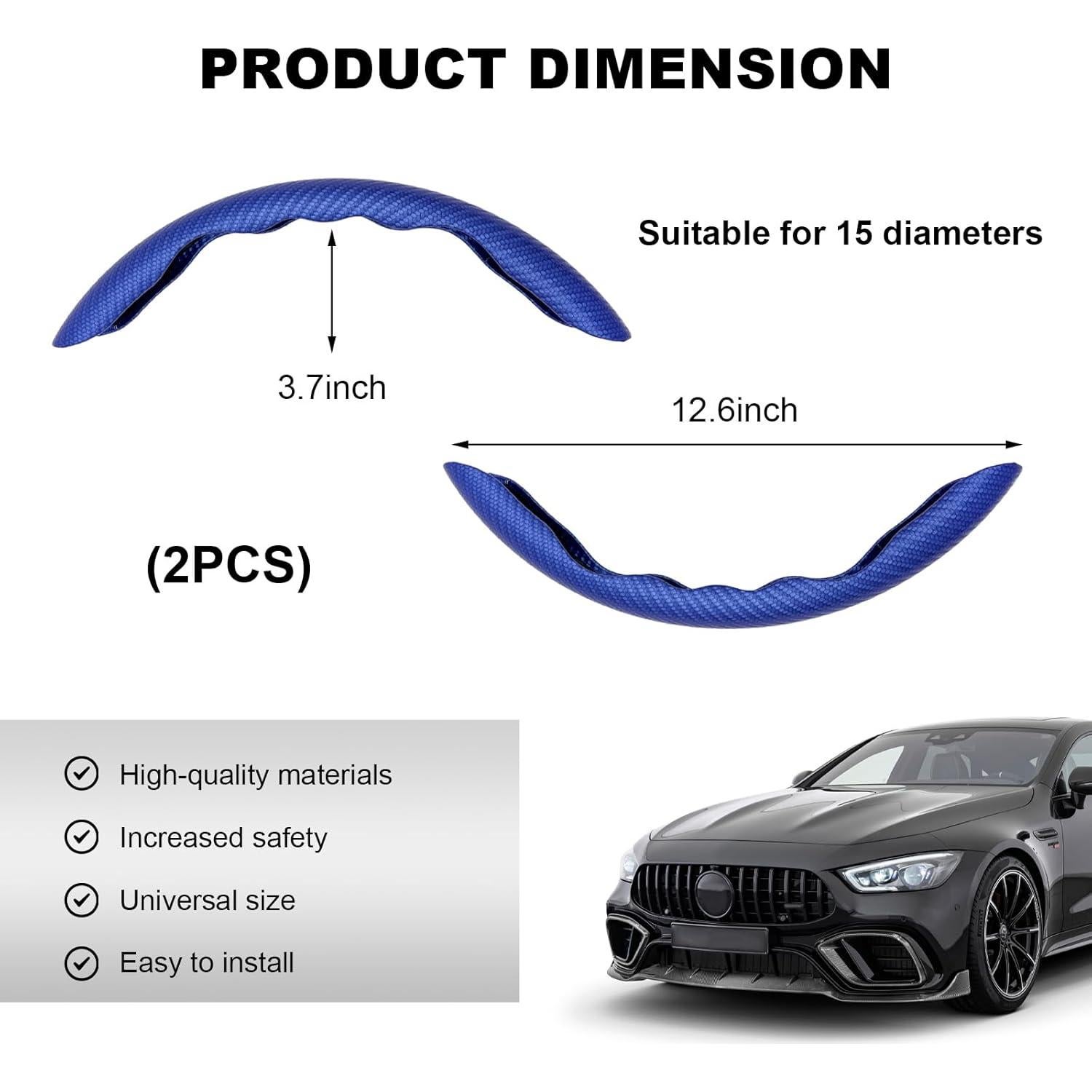 Fundas de Volante MUQIDA Fibra de Carbono 2 PCS Antideslizante